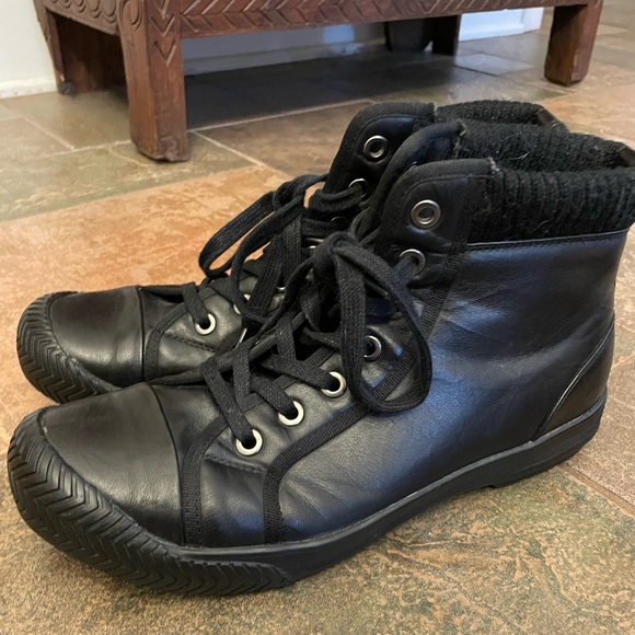 Mens black leather sneaker boots - Picture 1 of 6